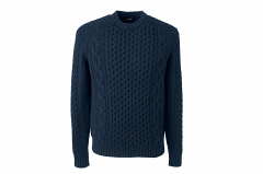 Land's End Cashmere Aran Crew Sweater (Navy)